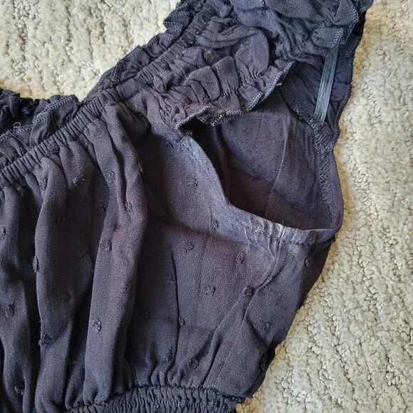 Women's FOROLAV Off Shoulder Flowy Romper – Black – Size S – NWT - Picture 4 of 13